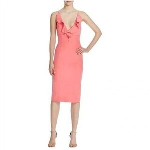 Bardot Bodycon‎ Dress Ruffle V-Neck Sleeveless Party Cocktail Pink US 6